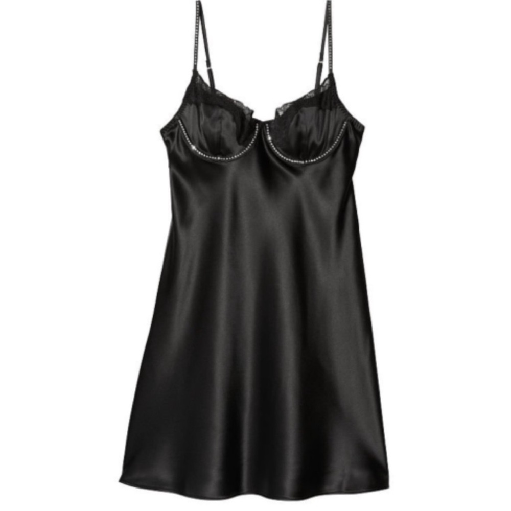 Victoria Secret Satin and Lace Embellished Cupped Mini Slip